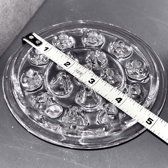 Vintage Clear Glass Round Flower Frog Holder Vase Arrangement Tool 5" - Picture 3 of 3